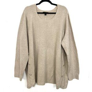 Ellos Tan Button Accent Soft Knit‎ Sweater 26/28 2X 3X-4X